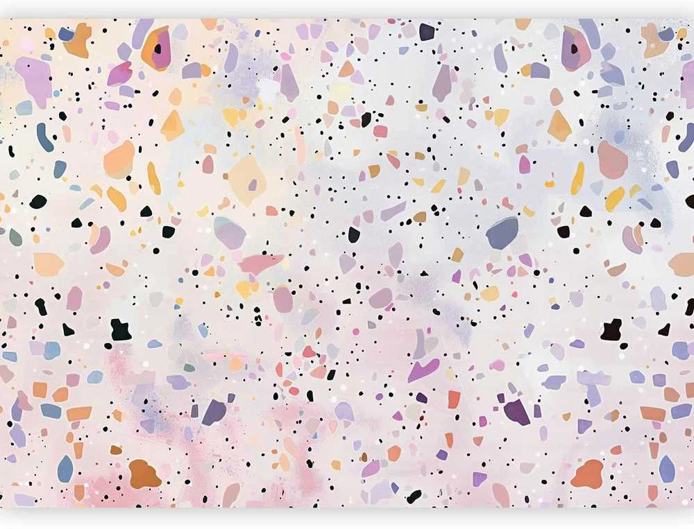 Artgeist Fototapetas - Terrazzo in Confetti Style Violet-Rožinė Colorful Pattern