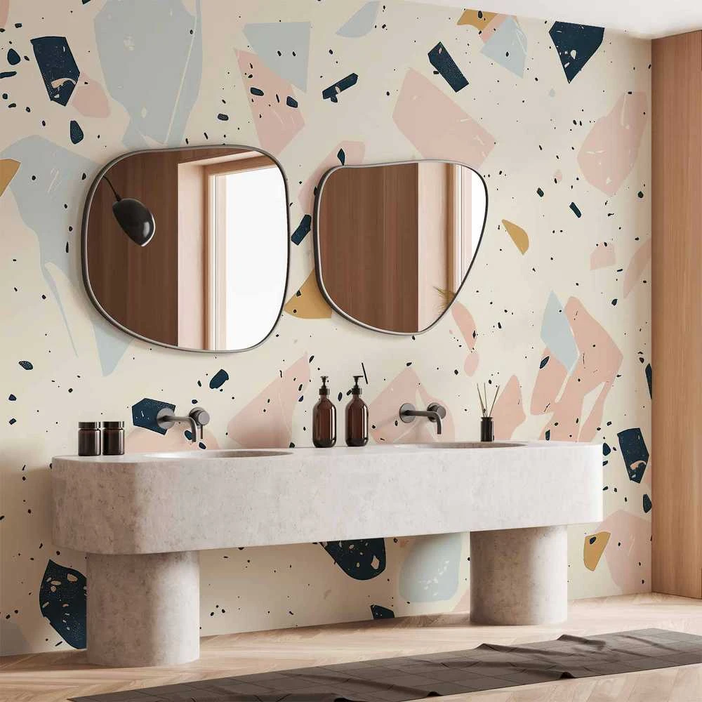 Artgeist Fototapetas - Terrazzo with Large Scaled Stones in Subdued Colors