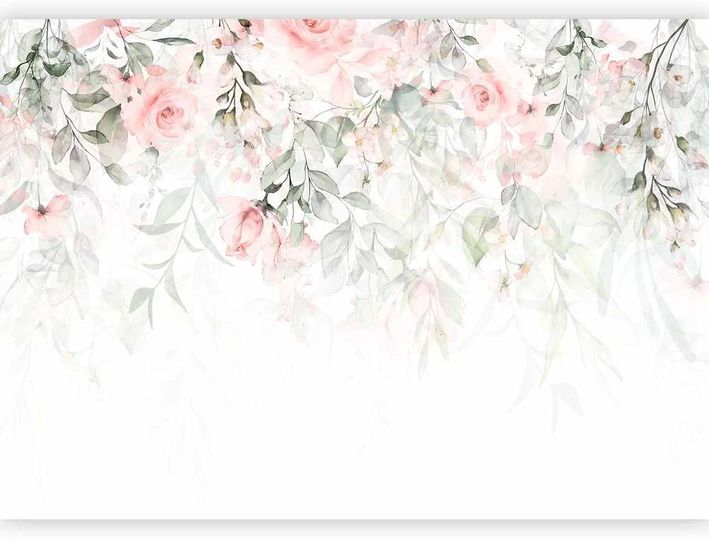 Artgeist Fototapetas - Waterfall of Roses - First Variant
