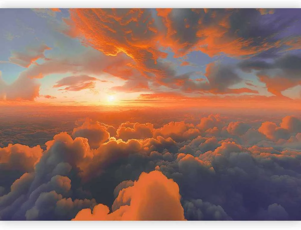Artgeist Fototapetas - When Dawn Tickles the Clouds: A Spectacle of Colors on the Morning Sky