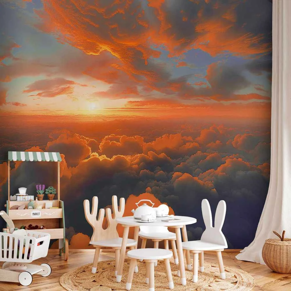 Artgeist Fototapetas - When Dawn Tickles the Clouds: A Spectacle of Colors on the Morning Sky