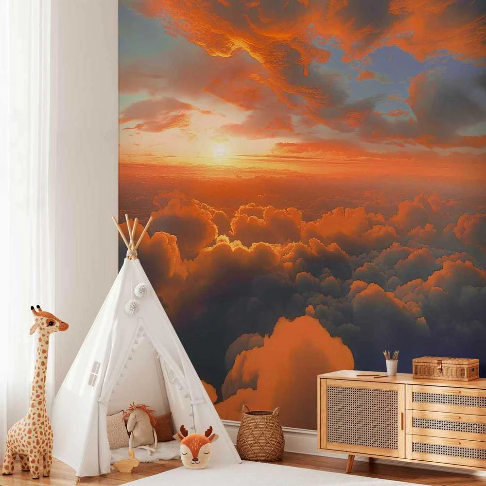 Artgeist Fototapetas - When Dawn Tickles the Clouds: A Spectacle of Colors on the Morning Sky
