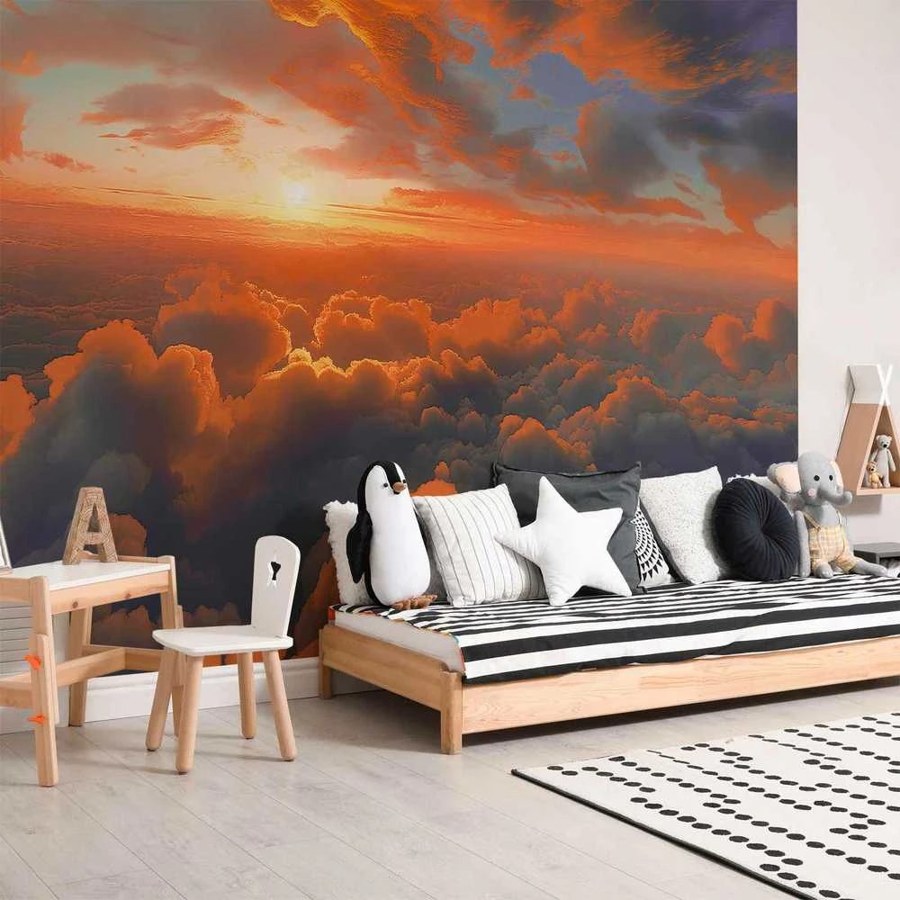 Artgeist Fototapetas - When Dawn Tickles the Clouds: A Spectacle of Colors on the Morning Sky
