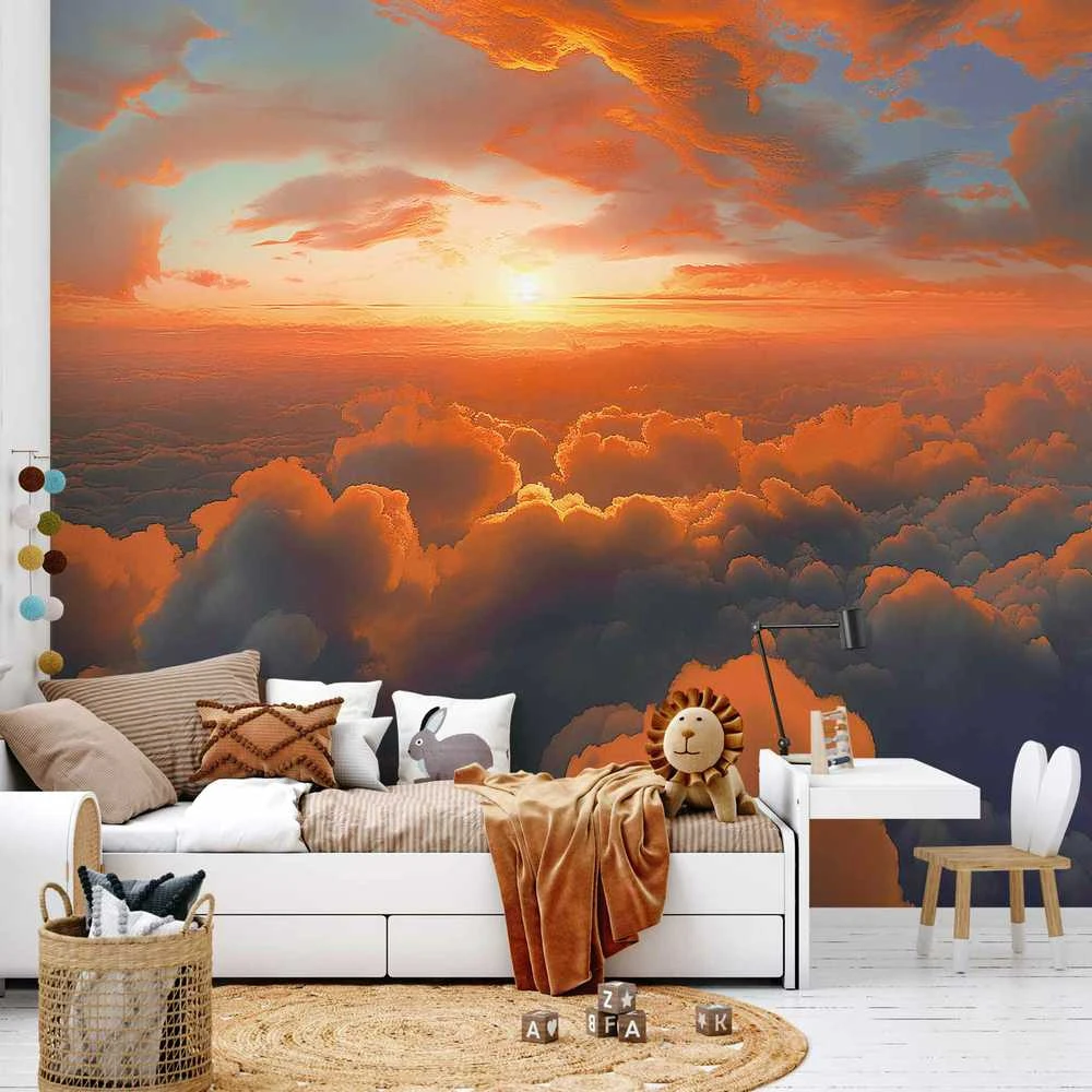Artgeist Fototapetas - When Dawn Tickles the Clouds: A Spectacle of Colors on the Morning Sky