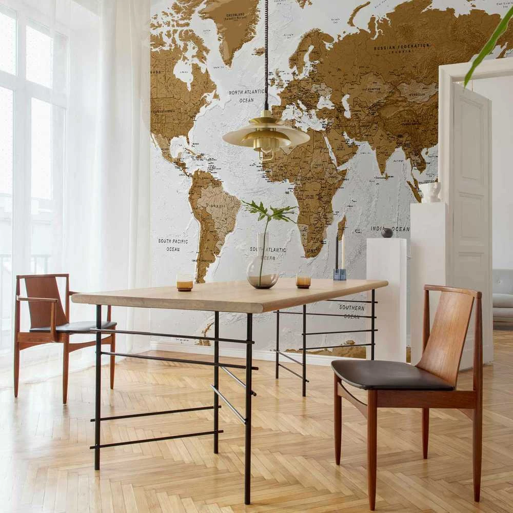Artgeist Fototapetas - World Map: Baltas Oceans
