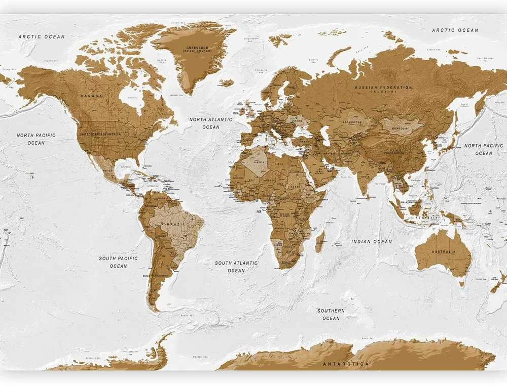 Artgeist Fototapetas - World Map: Baltas Oceans