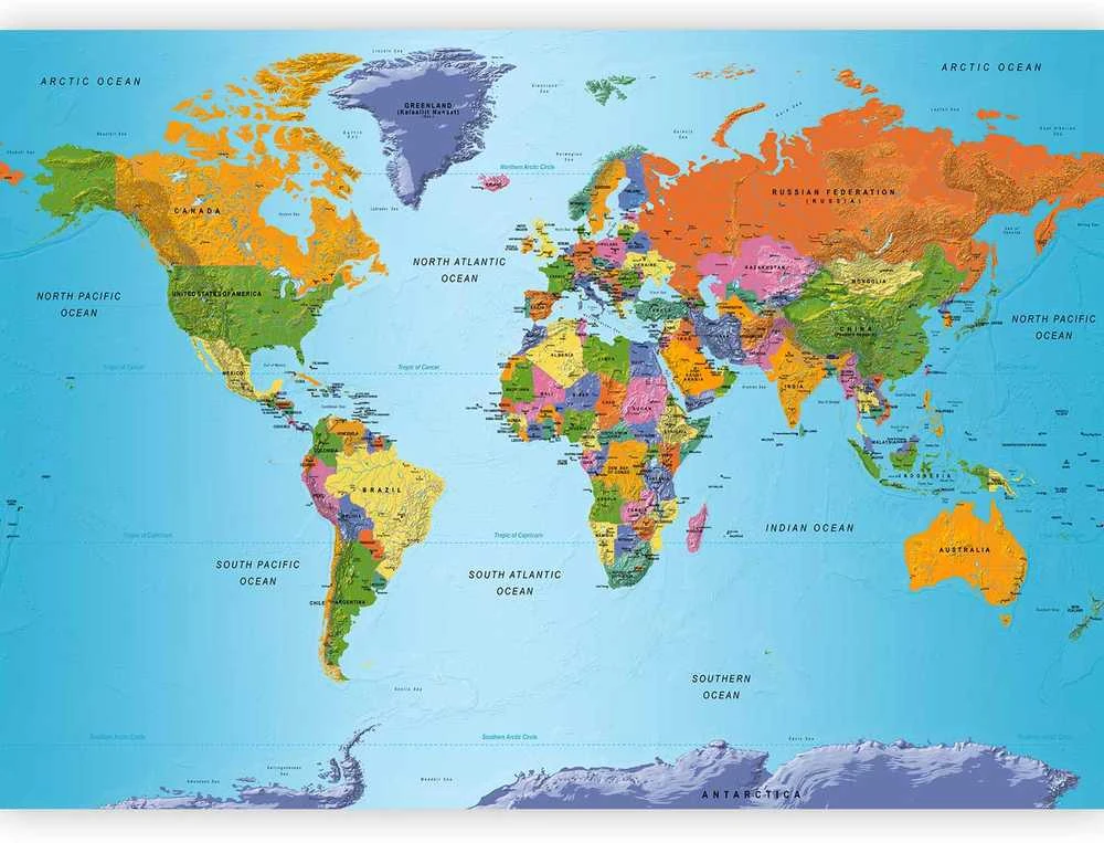 Artgeist Fototapetas - World Map: Colourful Geography