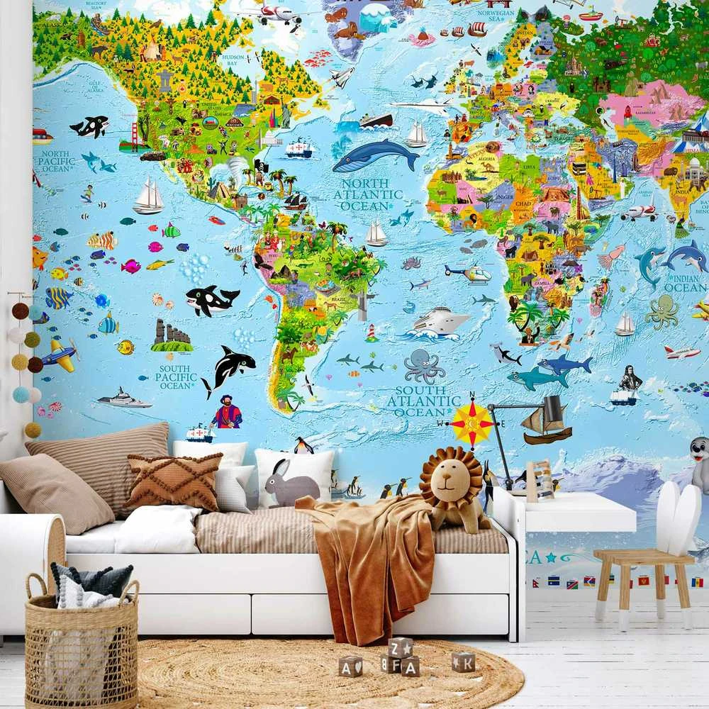 Artgeist Fototapetas - World Map for Kids