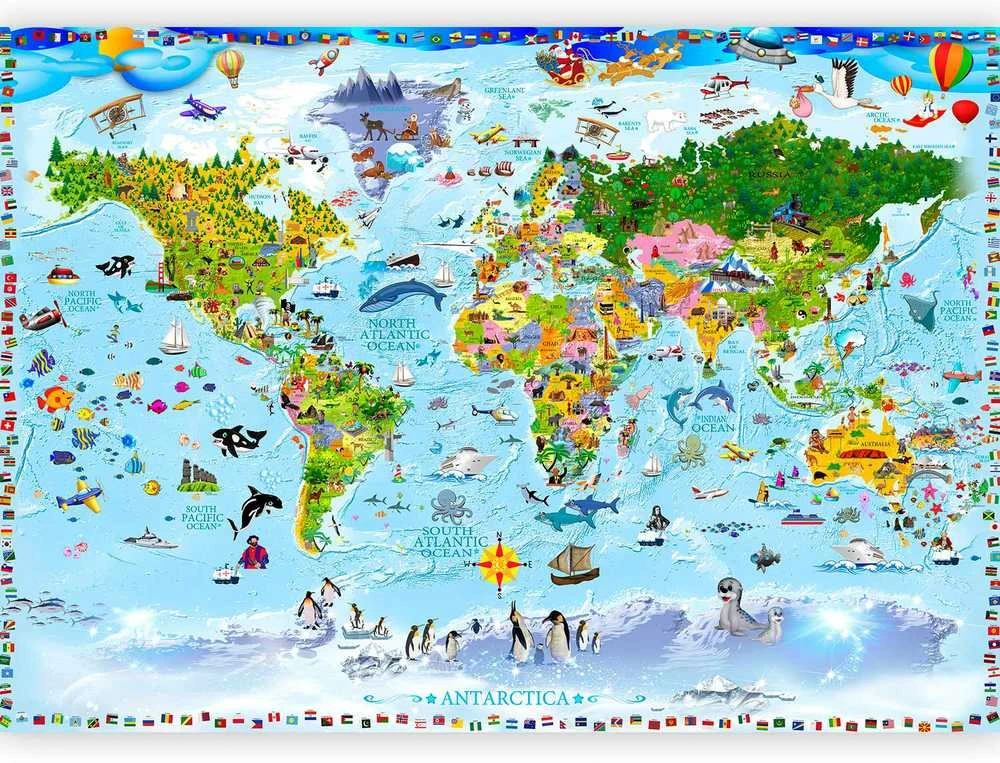 Artgeist Fototapetas - World Map for Kids