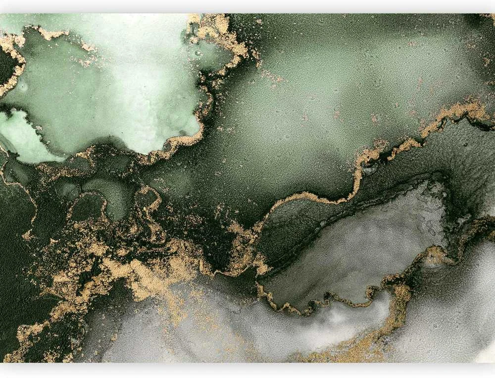 Artgeist Fototapetas - Žalias Watercolour - Abstraction Inspired by Marble Structure