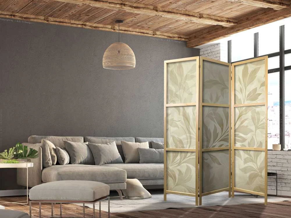 Artgeist Japoniška kambario pertvara - Botanical Motif with Leaves and Vines in Sandy Colors