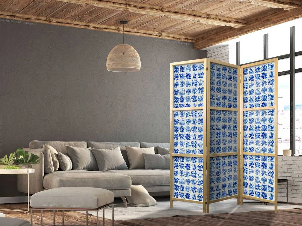 Artgeist Japoniška kambario pertvara - Ceramic Tiles - Traditional Portuguese Mėlyna Tiles Azulejos