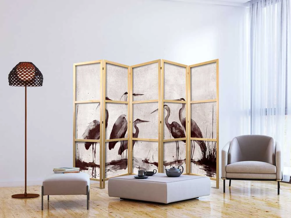 Artgeist Japoniška kambario pertvara - Herons painted with ink