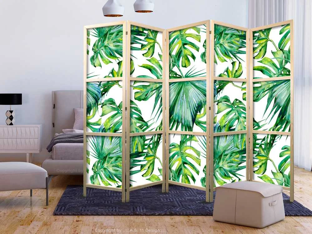 Artgeist Japoniška kambario pertvara - Monstera and Palm Leaves II