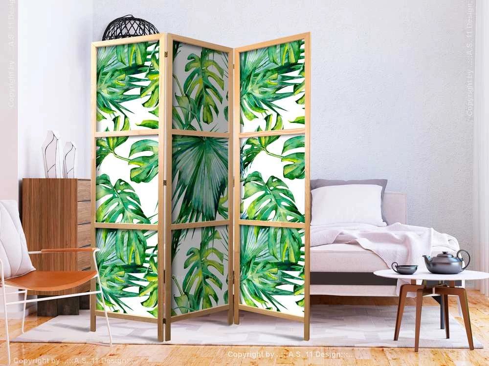Artgeist Japoniška kambario pertvara - Monstera and Palm Leaves I