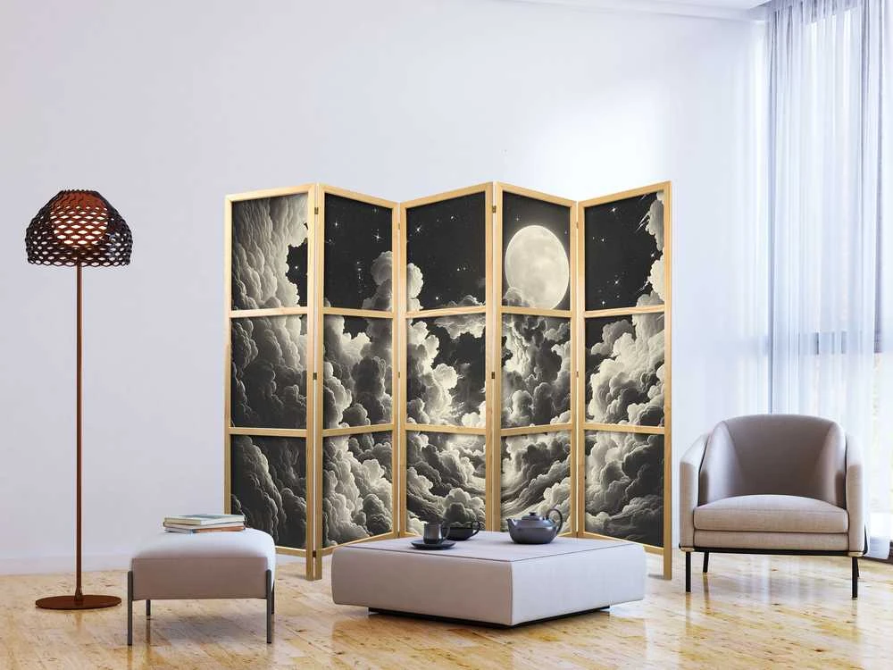 Artgeist Japoniška kambario pertvara - Moon and Stars Singing Among the Great Clouds