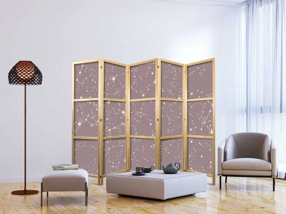 Artgeist Japoniška kambario pertvara - Night Sky - Artistic Constellations and Stars in Pastel Shades