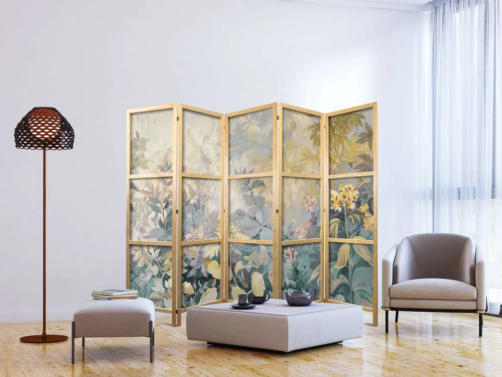 Artgeist Japoniška kambario pertvara - Tapestry Pattern with Meadow and Flowers - Kilim with a Spring Motif