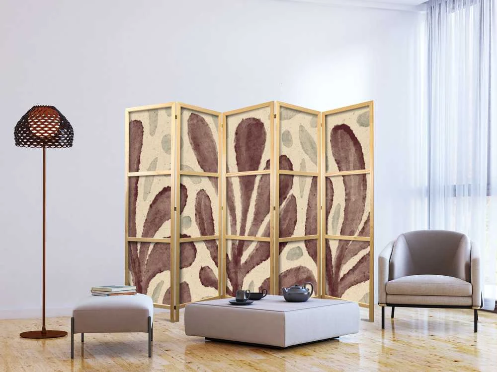 Artgeist Japoniška kambario pertvara - Waving Leaves - Irregular Plant Shapes in the Style of Matisse