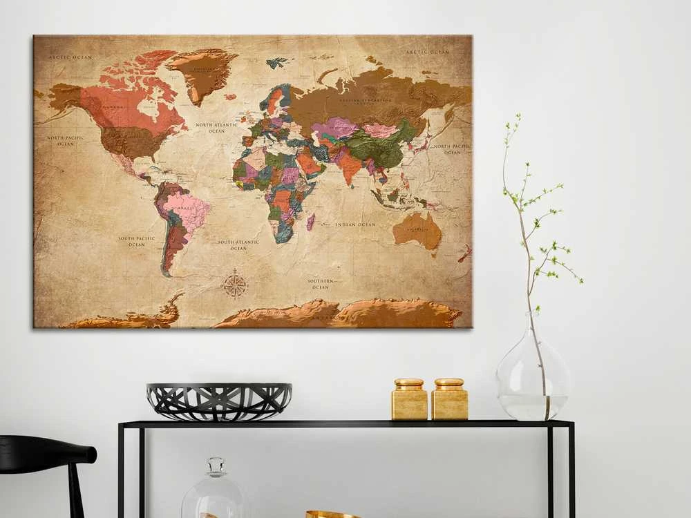 Artgeist Kamštinis paveikslas - World Map: Brown Elegance