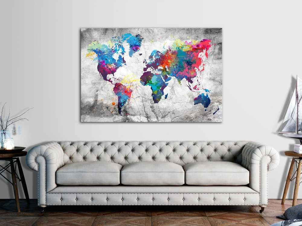 Artgeist Kamštinis paveikslas - World Map: Pilkas Style