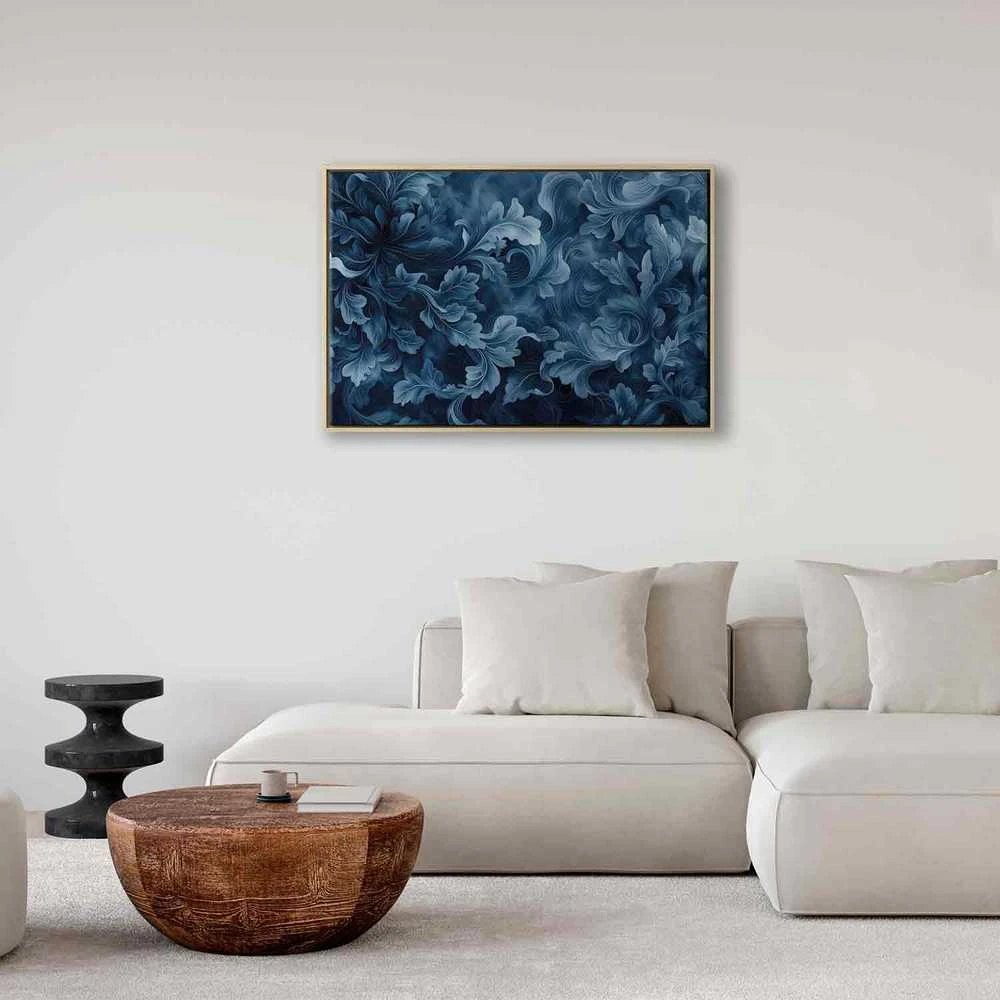 Artgeist Paveikslas - Abstract Ornaments Dark Mėlyna Victorian Leaves
