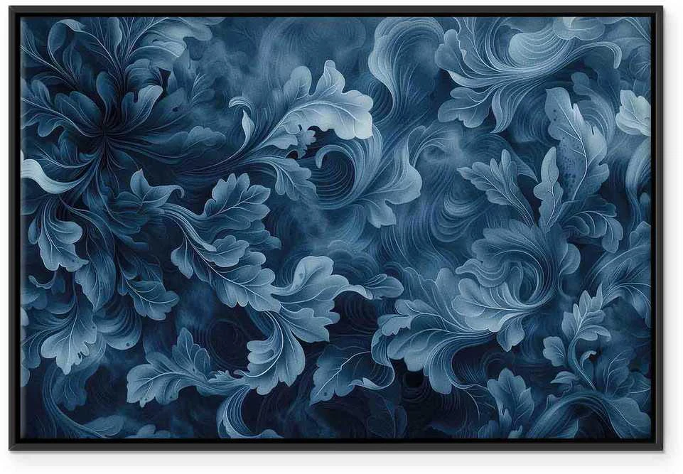 Artgeist Paveikslas - Abstract Ornaments Dark Mėlyna Victorian Leaves