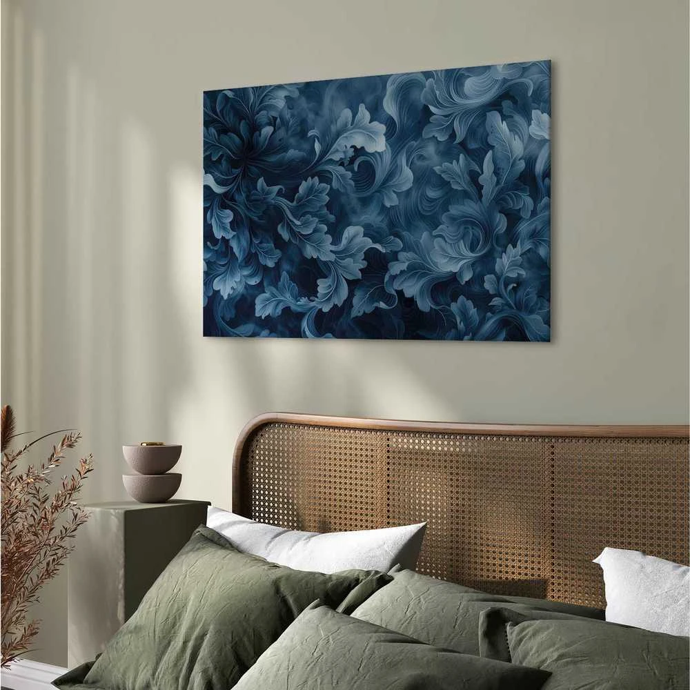 Artgeist Paveikslas - Abstract Ornaments Dark Mėlyna Victorian Leaves