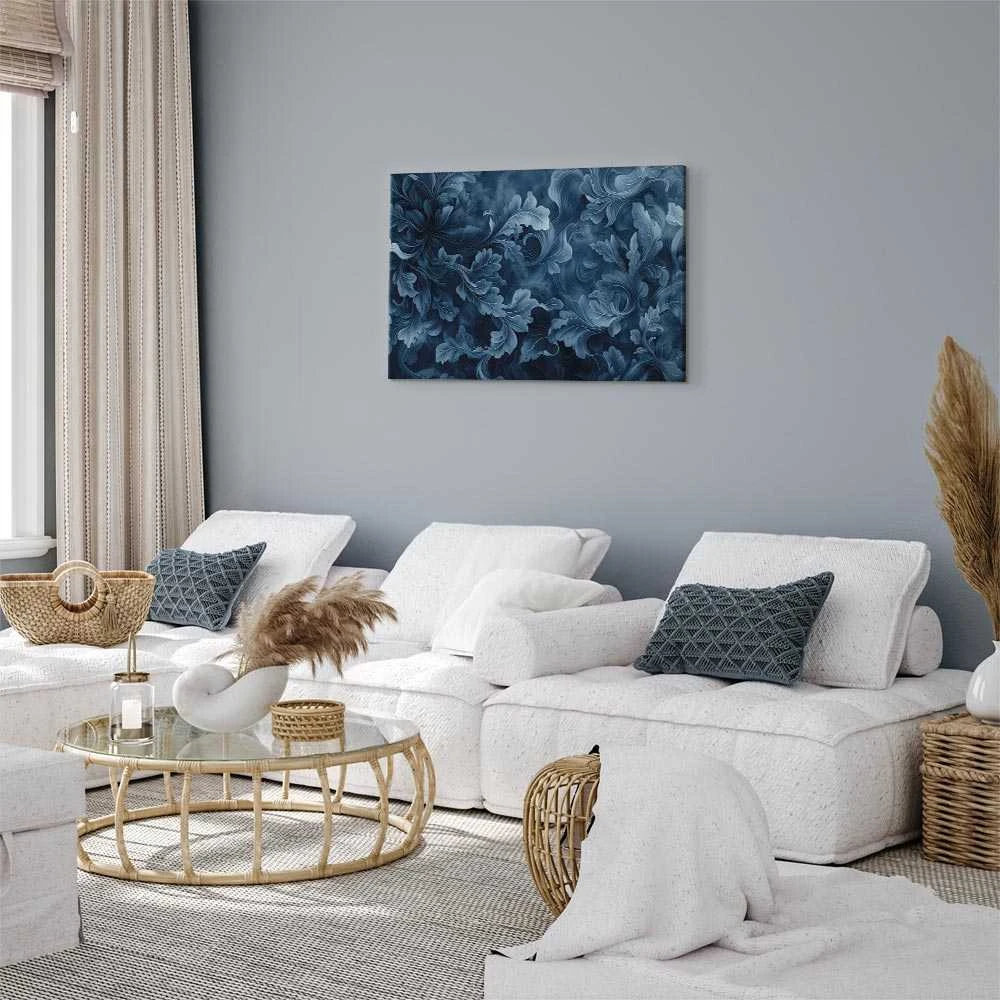 Artgeist Paveikslas - Abstract Ornaments Dark Mėlyna Victorian Leaves