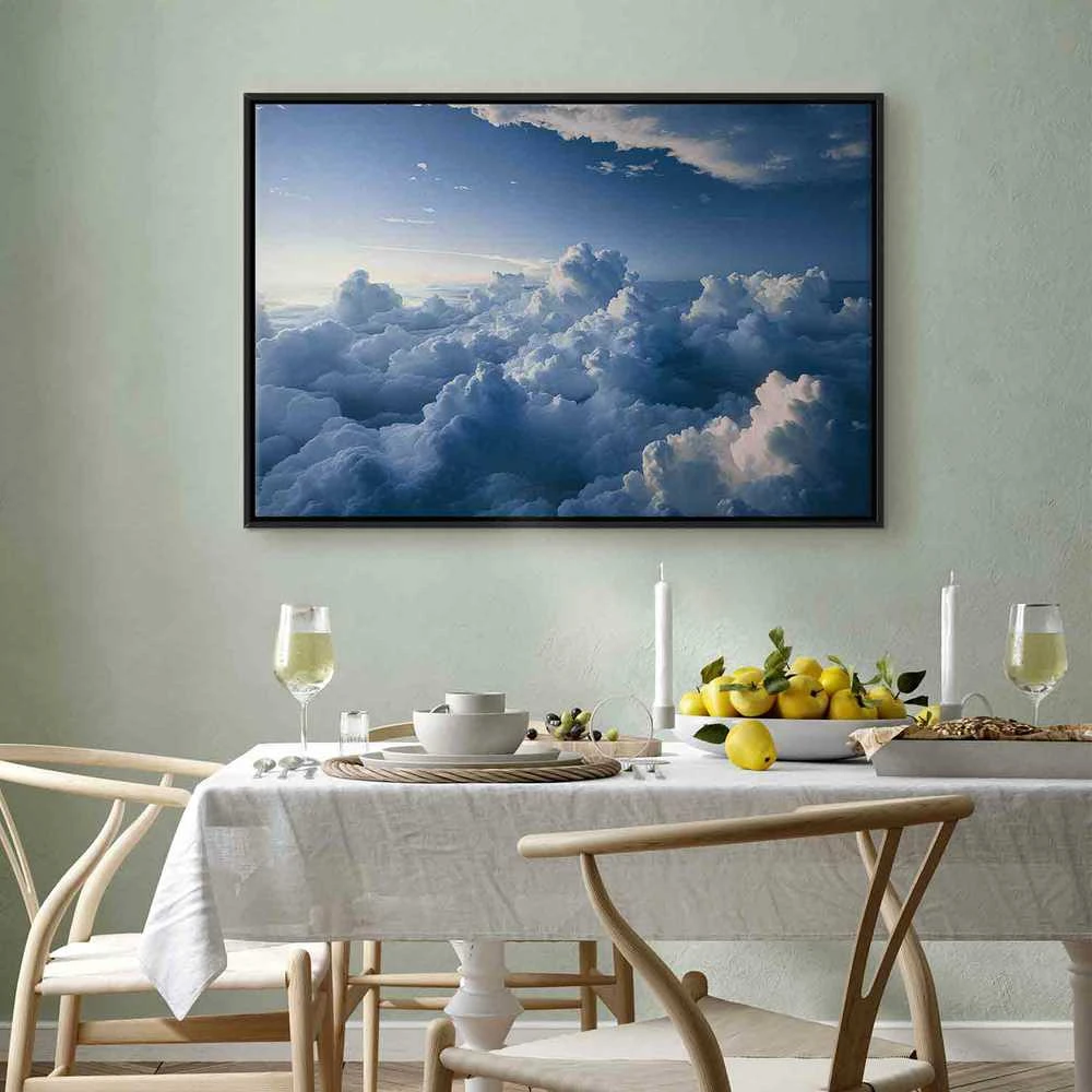 Artgeist Paveikslas - Aerial Landscapes: Rays Lighting Up Fluffy Cloud Formations