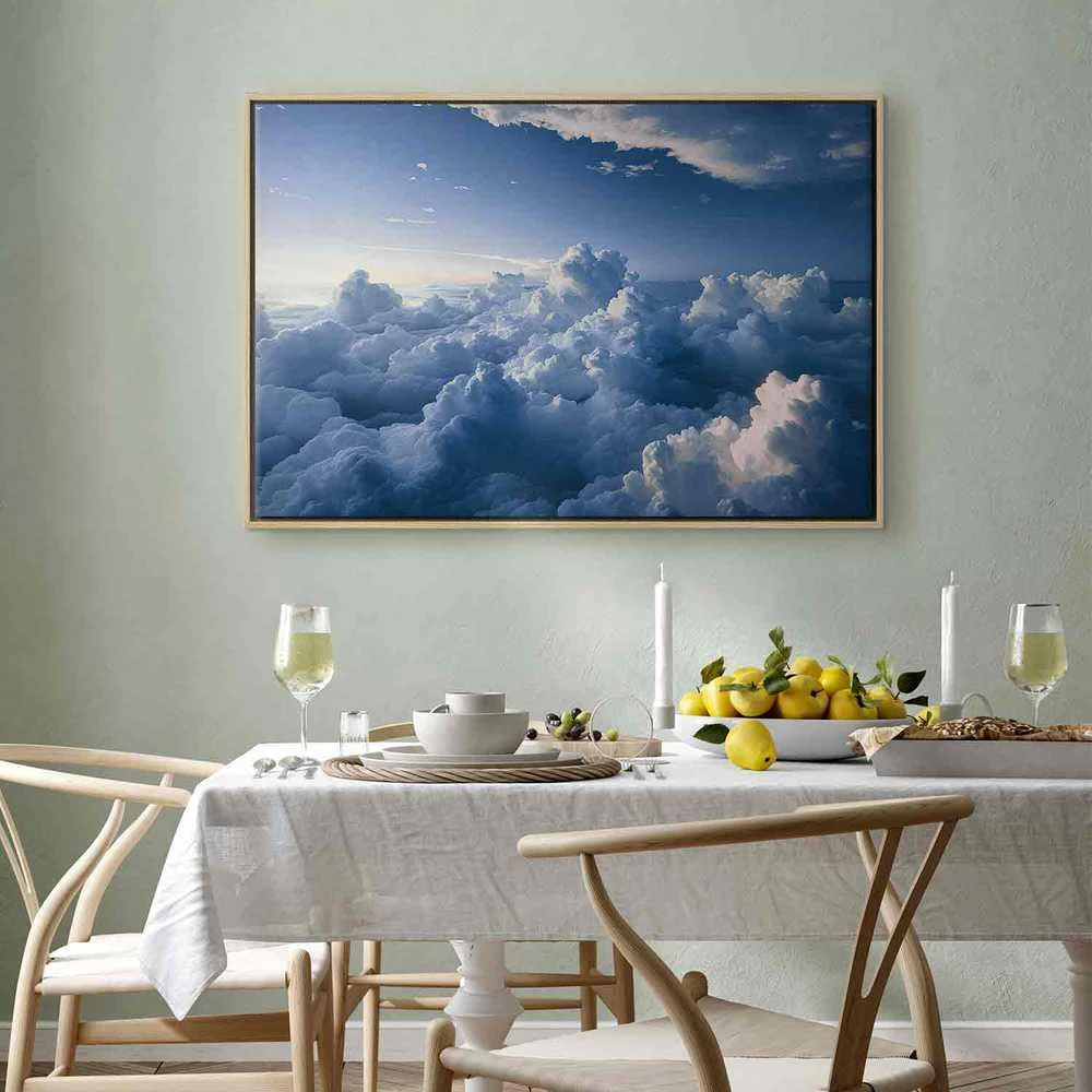 Artgeist Paveikslas - Aerial Landscapes: Rays Lighting Up Fluffy Cloud Formations