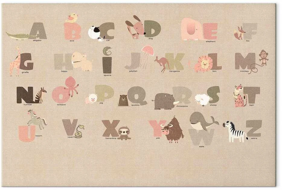 Artgeist Paveikslas - Alphabet at the Zoo - Joyful Animals and Their Names on a rusvai gelsvas Background