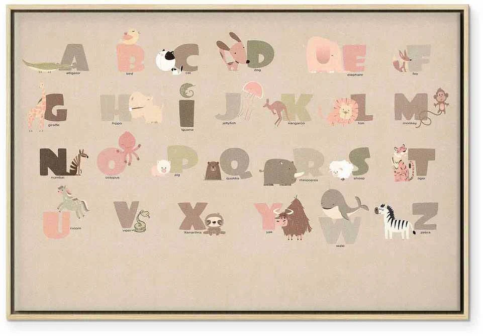 Artgeist Paveikslas - Alphabet at the Zoo - Joyful Animals and Their Names on a rusvai gelsvas Background