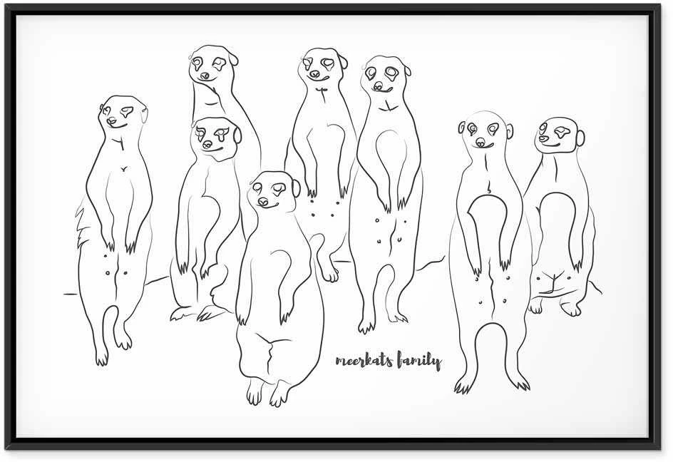 Artgeist Paveikslas - Animal Patrol (1-part) - Meerkats on Juodas and Baltas Background