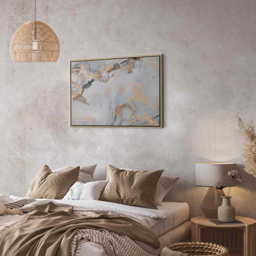 Artgeist Paveikslas - Baltas stone – elegant marble with golden reflections