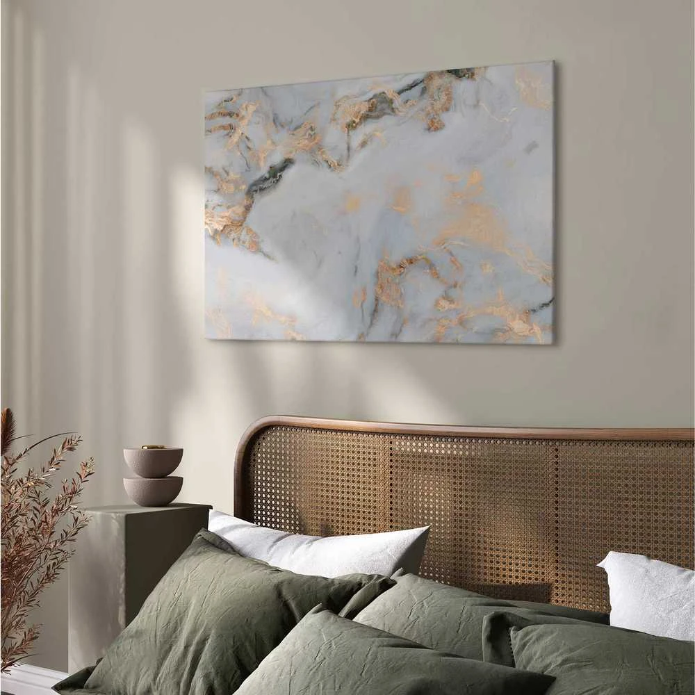 Artgeist Paveikslas - Baltas stone – elegant marble with golden reflections