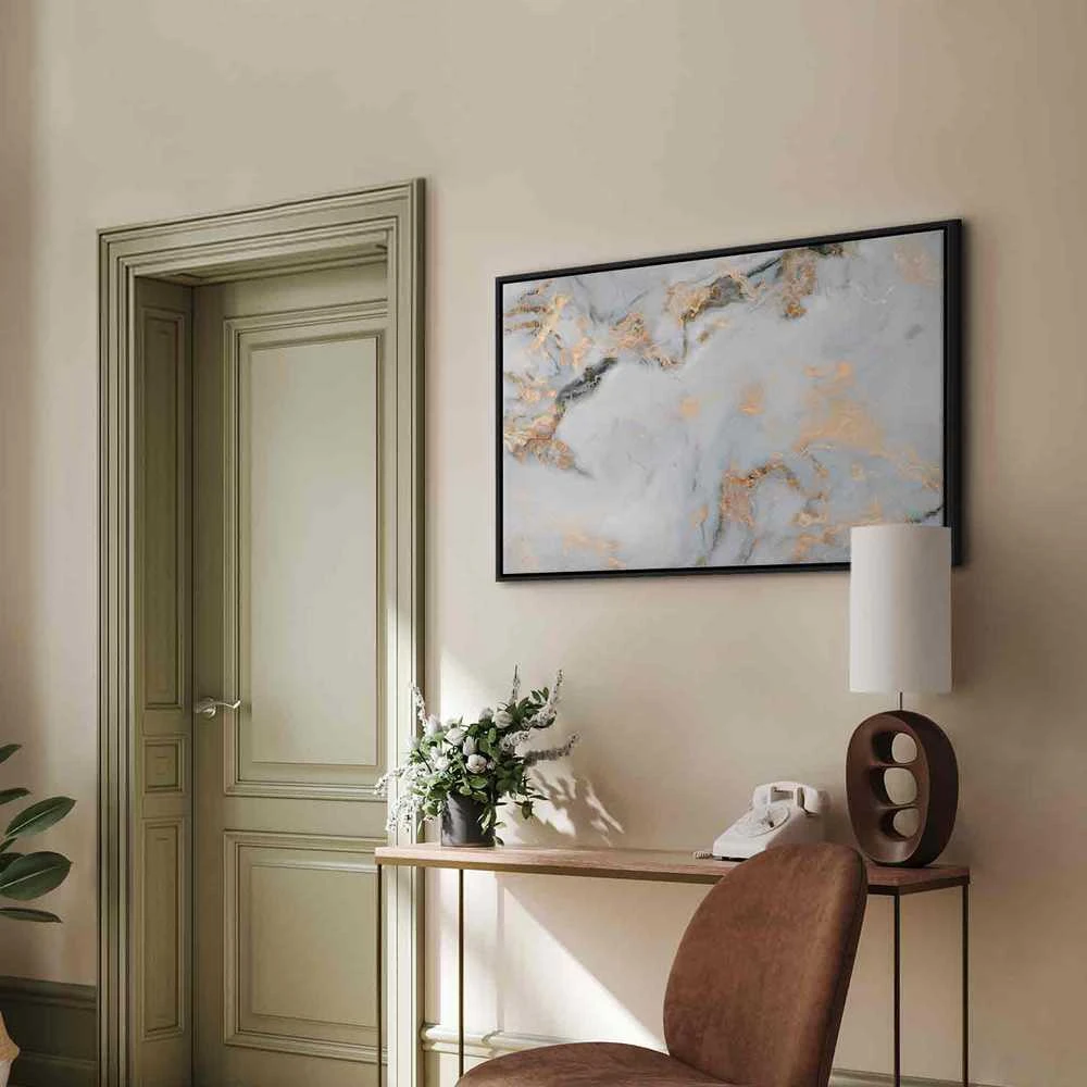 Artgeist Paveikslas - Baltas stone – elegant marble with golden reflections