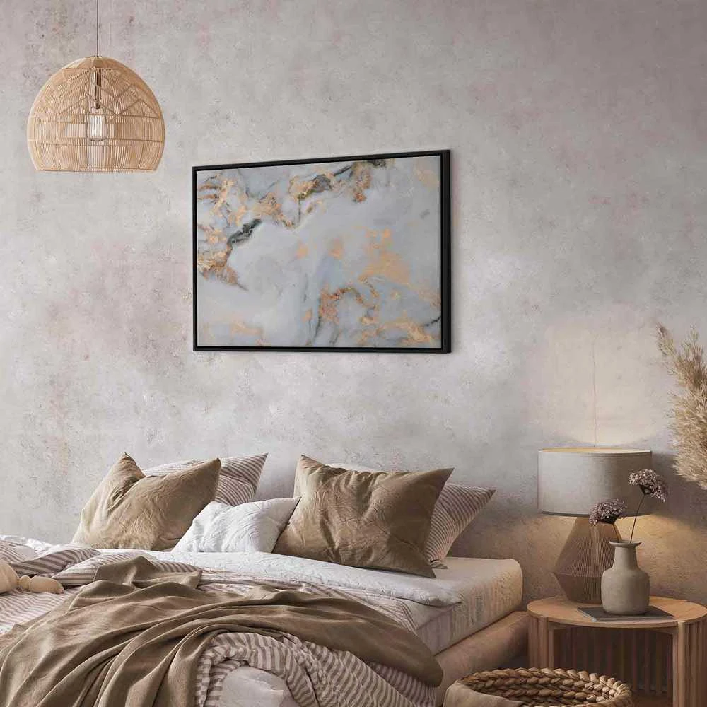 Artgeist Paveikslas - Baltas stone – elegant marble with golden reflections