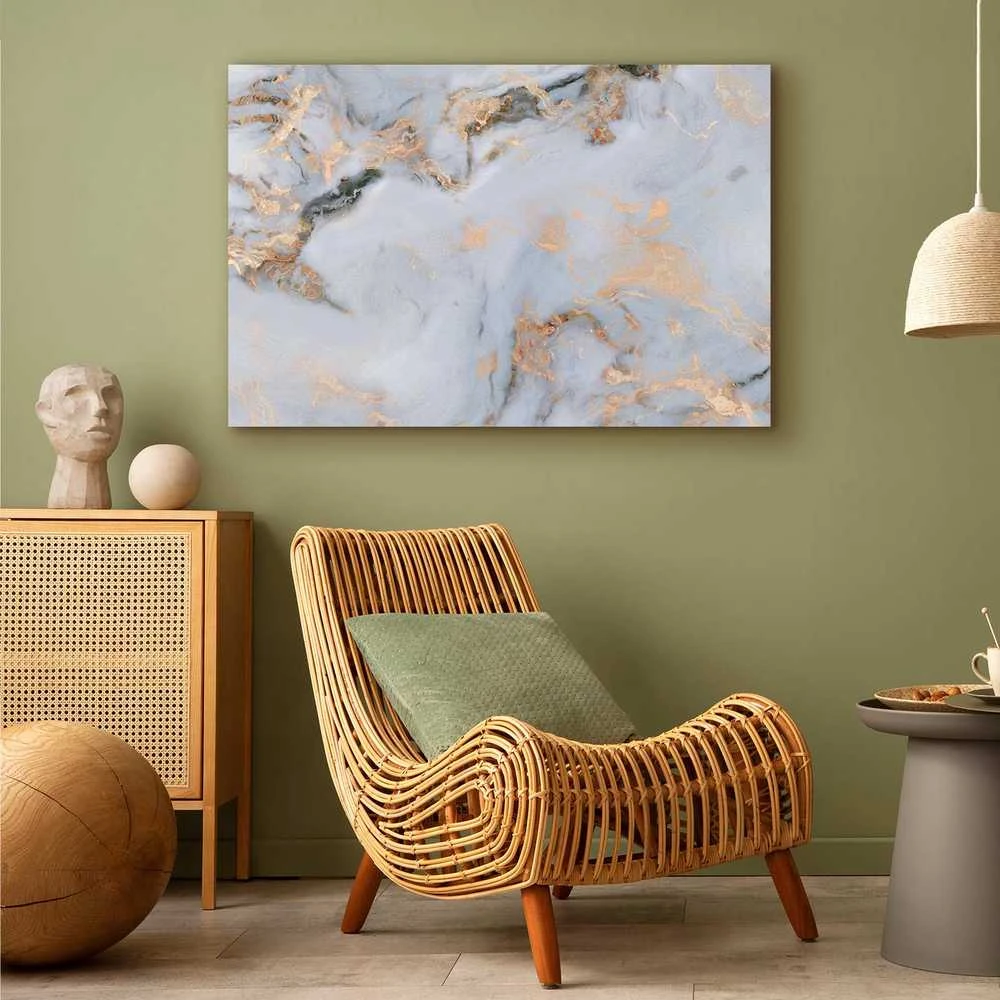 Artgeist Paveikslas - Baltas stone – elegant marble with golden reflections