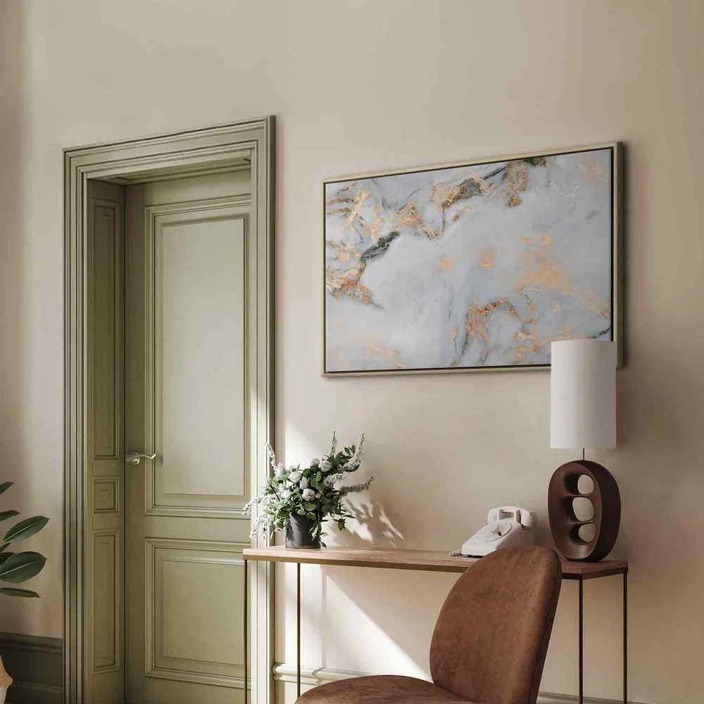 Artgeist Paveikslas - Baltas stone – elegant marble with golden reflections