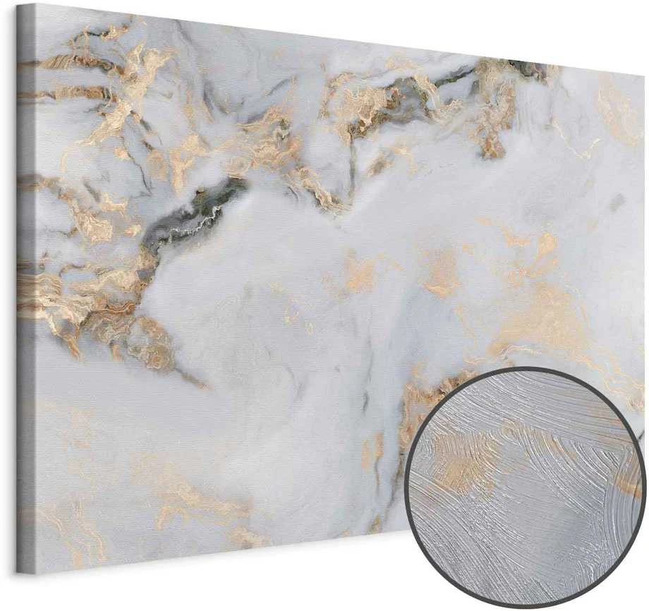 Artgeist Paveikslas - Baltas stone – elegant marble with golden reflections