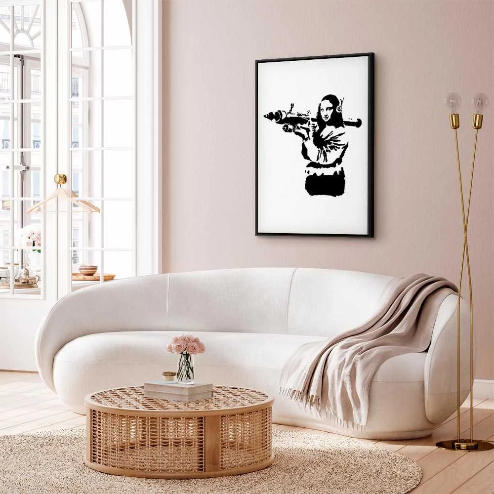 Artgeist Paveikslas - Banksy Mona Lisa with Rocket Launcher (1 Part) Vertical