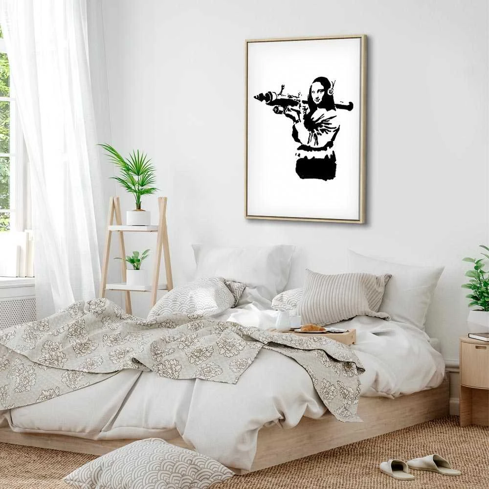 Artgeist Paveikslas - Banksy Mona Lisa with Rocket Launcher (1 Part) Vertical