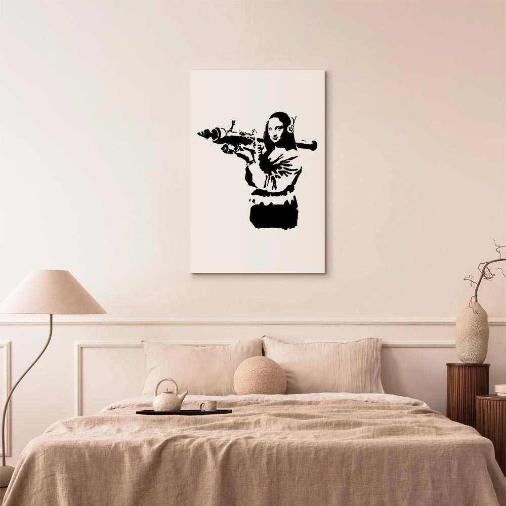 Artgeist Paveikslas - Banksy Mona Lisa with Rocket Launcher (1 Part) Vertical