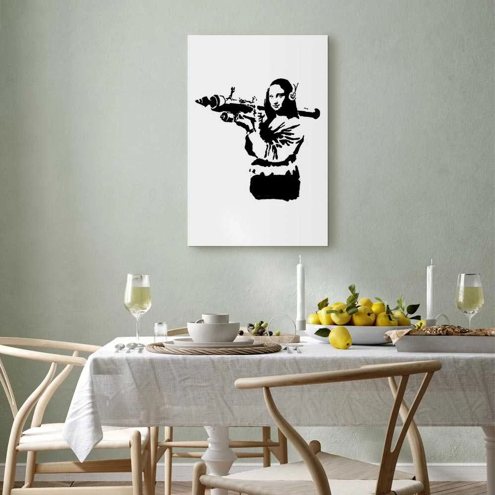 Artgeist Paveikslas - Banksy Mona Lisa with Rocket Launcher (1 Part) Vertical
