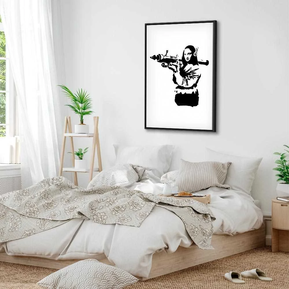 Artgeist Paveikslas - Banksy Mona Lisa with Rocket Launcher (1 Part) Vertical