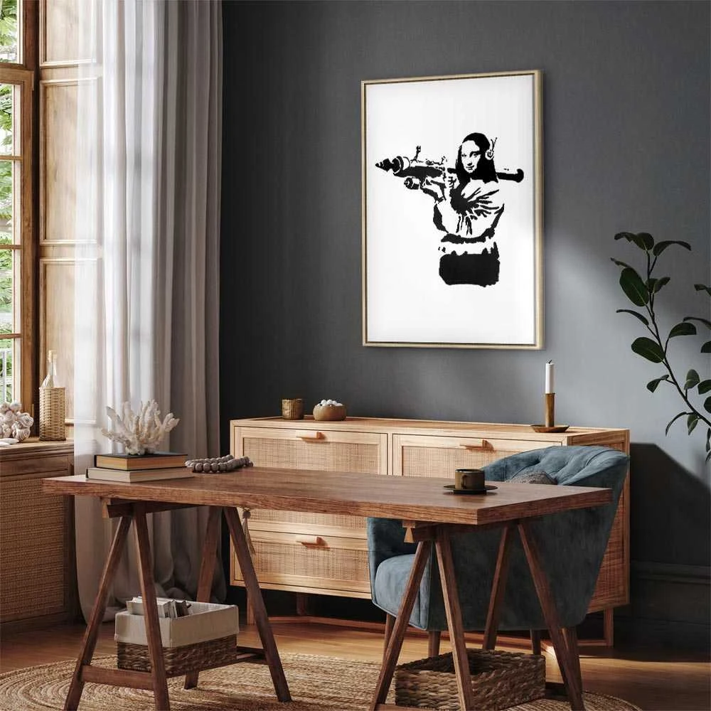 Artgeist Paveikslas - Banksy Mona Lisa with Rocket Launcher (1 Part) Vertical
