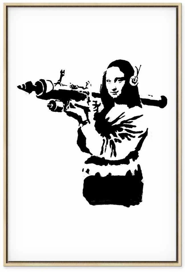 Artgeist Paveikslas - Banksy Mona Lisa with Rocket Launcher (1 Part) Vertical