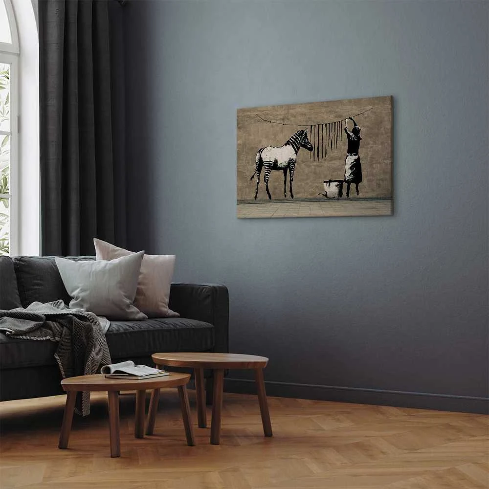 Artgeist Paveikslas - Banksy: Washing Zebra on Concrete (1 Part) Wide