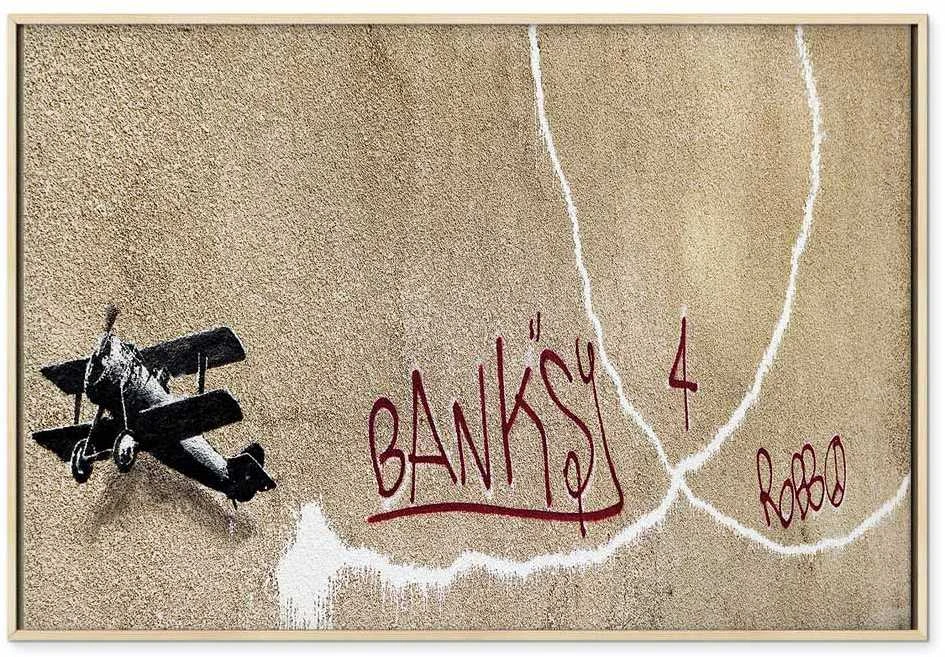 Artgeist Paveikslas - Banksy's Plane (1-part) - Raudona Graffiti Text on Mural Background